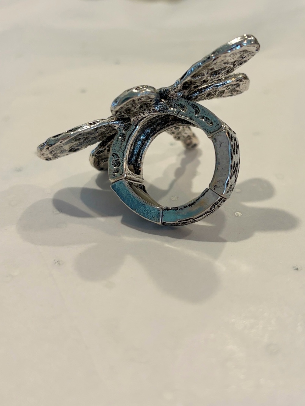 Silver Dragonfly Statement Ring - Picture 4 of 5